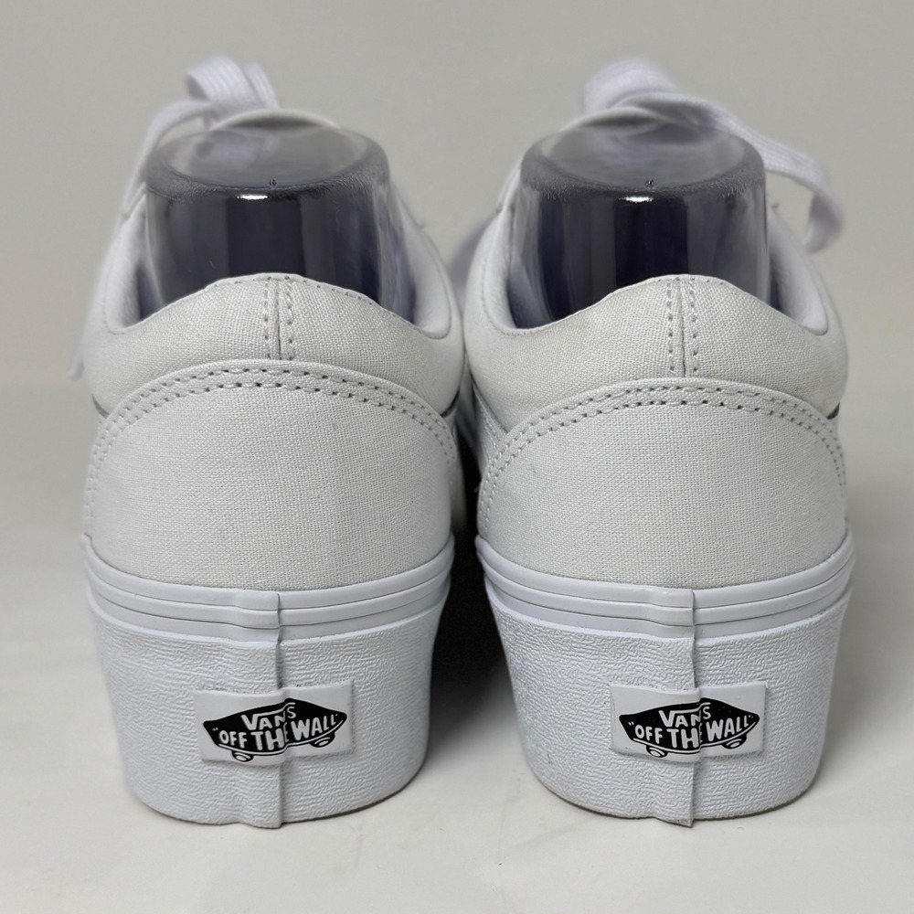 Vans Old Skool Stackform True White Canvas Platform Sneakers Mens 7 Womens 8.5 - Picture 7 of 16